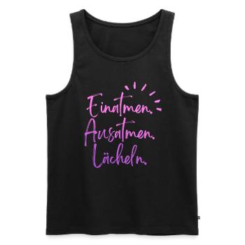 Einatmen, Ausatmen, Lächeln - Männer Premium Bio Tank Top - Schwarz - Vorne - AI Model Male 178 light (178cm)