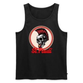 St.Pauli Retro Vintage Totenkopf Paulianer - Männer Premium Bio Tank Top - Schwarz - Vorne - AI Model Male 178 light (178cm)