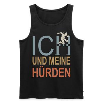 Course d’obstacles athlétisme athlète haies - Débardeur bio Premium Homme - noir - Devant - AI Model Male 178 light (178cm)