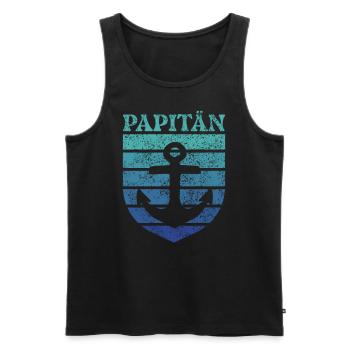 Papa Jeu de mots Capitaine Fête des pères Papitän - Débardeur bio Premium Homme - noir - Devant - Michal (187cm)