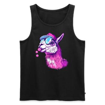 Llama with chewing gum and sunglasses - Men's Premium Organic Tank Top - black - Front - Michal (187cm)