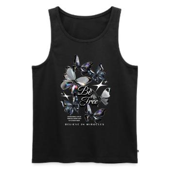 Be Free Butterfly - Männer Premium Bio Tank Top - Schwarz - Vorne - AI Model Male 178 light (178cm)