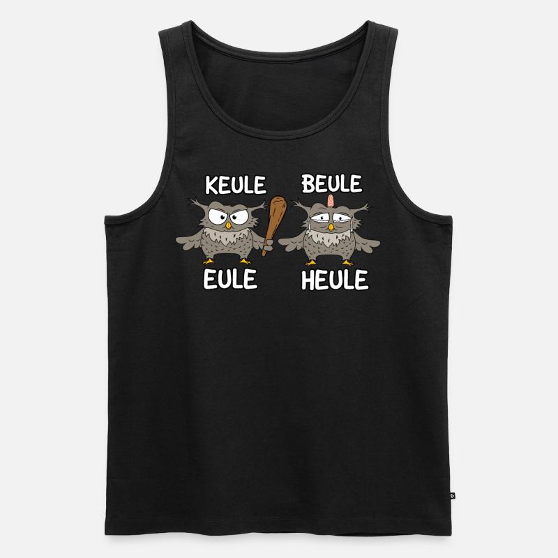 Keule Beule Eule Heule - Männer Premium Bio Tank Top - Schwarz