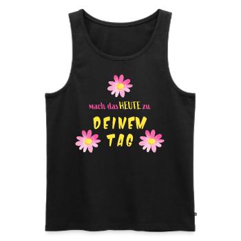 Motivation - Mut - "Mach das Heute zu deinem Tag" - Männer Premium Bio Tank Top - Schwarz - Vorne - AI Model Male 178 light (178cm)