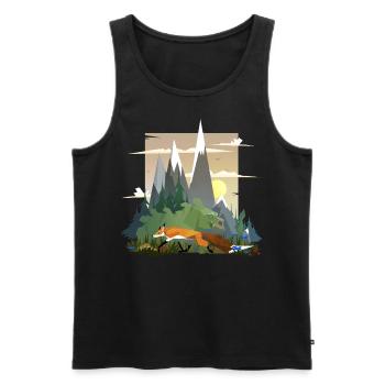 Dino and fox - Männer Premium Bio Tank Top - Schwarz - Vorne - AI Model Male 178 light (178cm)