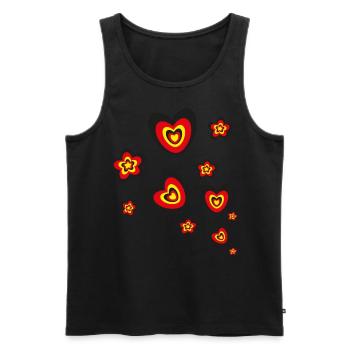 Deutschlandfarben mit vielen Herzen und Blumen. - Männer Premium Bio Tank Top - Schwarz - Vorne - Michal (187cm)