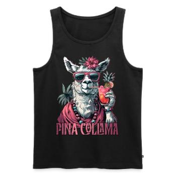 Lustiges Lama Alpaka Trinken Pina Colada - Männer Premium Bio Tank Top - Schwarz - Vorne - AI Model Male 178 light (178cm)