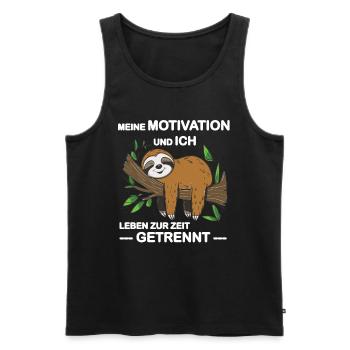 Funny sloth, no desire - Men's Premium Organic Tank Top - black - Front - AI Model Male 178 light (178cm)