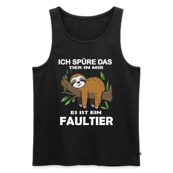 Funny sloth, no desire - Men's Premium Organic Tank Top - black - Front - AI Model Male 178 light (178cm)