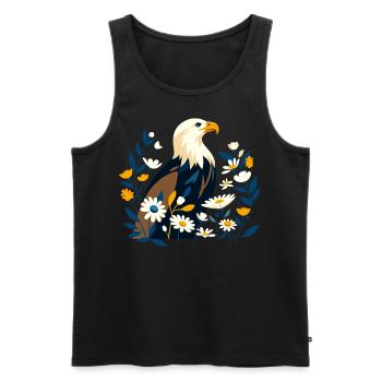 Eagle with flowers - Men's Premium Organic Tank Top - black - Front - AI Model Male 178 light (178cm)