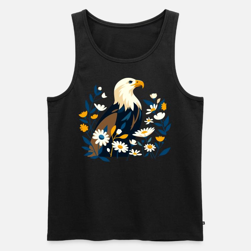 Adler mit Blumen - Männer Premium Bio Tank Top - Schwarz