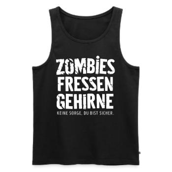 Les zombies mangent la cervelle - Débardeur bio Premium Homme - noir - Devant - Michal (187cm)