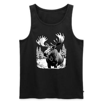 Moose in the forest black white Scandinavia antlers Älg - Men's Premium Organic Tank Top - black - Front - AI Model Male 178 light (178cm)
