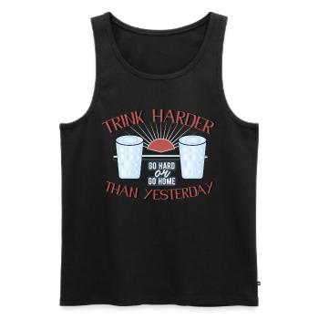 Trink harder than yesterday - Men's Premium Organic Tank Top - black - Front - AI Model Male 178 light (178cm)