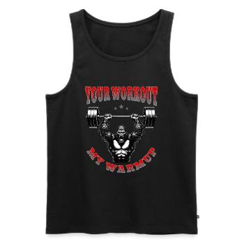 Gorilla, Warmup, Workout, Gym, Training - Men's Premium Organic Tank Top - black - Front - AI Model Male 178 light (178cm)