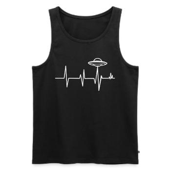 Heartbeat Design mit UFO - Männer Premium Bio Tank Top - Schwarz - Vorne - AI Model Male 178 light (178cm)