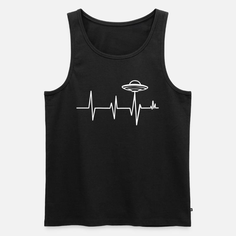 Heartbeat Design mit UFO - Männer Premium Bio Tank Top - Schwarz