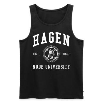 Hagen Nude University Universität Hochschule Uni - Débardeur bio Premium Homme - noir - Devant - Michal (187cm)