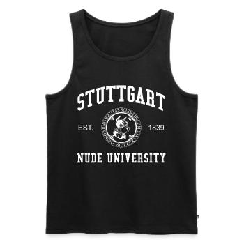 Stuttgart Nude University Hochschule Universität - Männer Premium Bio Tank Top - Schwarz - Vorne - AI Model Male 178 light (178cm)