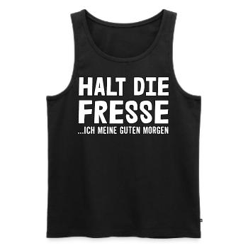 Halt die Fresse - Männer Premium Bio Tank Top - Schwarz - Vorne - AI Model Male 178 light (178cm)