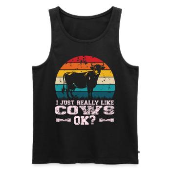 Ich mag Kühe - Männer Premium Bio Tank Top - Schwarz - Vorne - Michal (187cm)