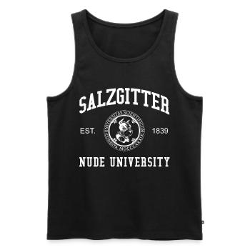 Université Nude de Salzgitter Hochschule Universität - Débardeur bio Premium Homme - noir - Devant - AI Model Male 178 light (178cm)