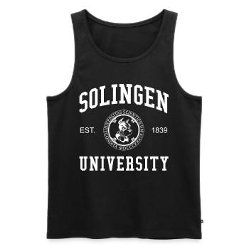 Solingen University Universität Hochschule Uni - Men's Premium Organic Tank Top - black - Front - AI Model Male 178 light (178cm)