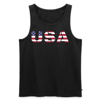 Les États-Unis aux couleurs du drapeau américain drapeau - Débardeur bio Premium Homme - noir - Devant - Michal (187cm)