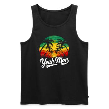 Yeah Mon Jamaican Vintage Jamaica Reggae Vacation - Men's Premium Organic Tank Top - black - Front - Michal (187cm)