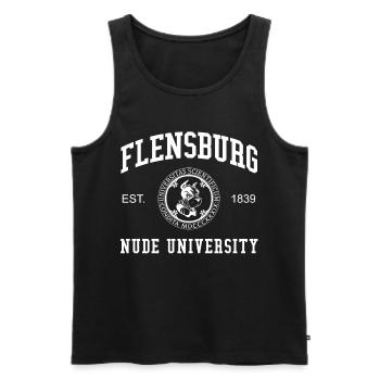 Flensburg Nude University Hochschule Universität - Männer Premium Bio Tank Top - Schwarz - Vorne - AI Model Male 178 light (178cm)