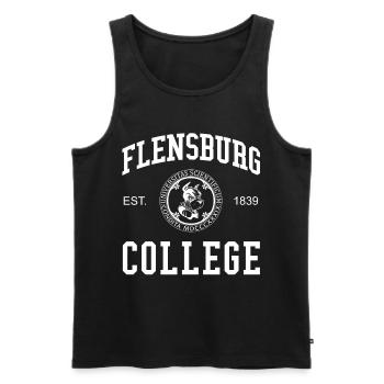 Flensburg College University School - Men's Premium Organic Tank Top - black - Front - AI Model Male 178 light (178cm)