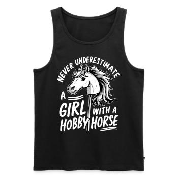 Never Underestimate a Girl With A Hobby Horse - Men's Premium Organic Tank Top - black - Front - AI Model Male 178 light (178cm)