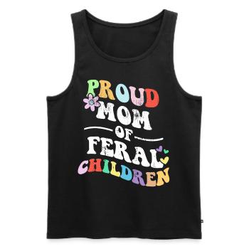Retro Groovy Proud Mother Of Feral Children Funny - Men's Premium Organic Tank Top - black - Front - Michal (187cm)