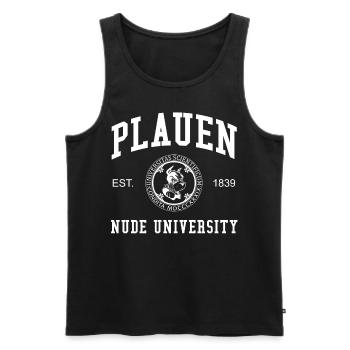 Plauen Nude University Hochschule Universität Uni - Débardeur bio Premium Homme - noir - Devant - AI Model Male 178 light (178cm)