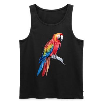 Aquarell Bunt Scharlachrot Ara Papagei Vogel - Männer Premium Bio Tank Top - Schwarz - Vorne - AI Model Male 178 light (178cm)