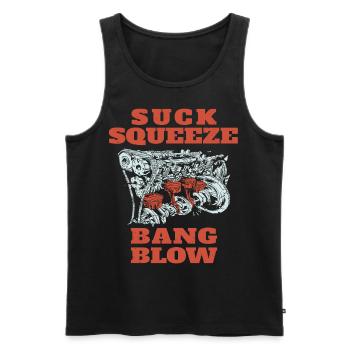 Suck Squeeze Bang Blow Citation de mécanicien drôle - Débardeur bio Premium Homme - noir - Devant - AI Model Male 178 light (178cm)