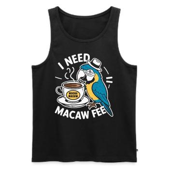 Funny Scarlet Macaw Parrot And Coffee Macawfee - Men's Premium Organic Tank Top - black - Front - AI Model Male 178 light (178cm)