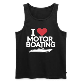 Boistier J’aime le bateau à moteur Drôle Hors-bord Hommes - Débardeur bio Premium Homme - noir - Devant - AI Model Male 178 light (178cm)