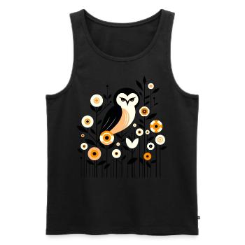 Florale Eule - Männer Premium Bio Tank Top - Schwarz - Vorne - AI Model Male 178 light (178cm)