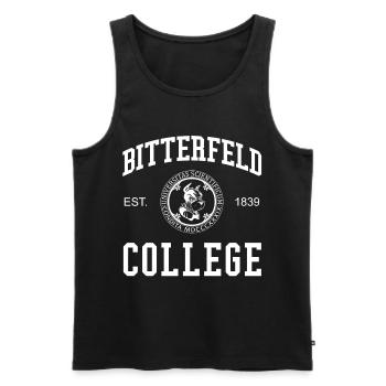 Bitterfeld College University Universität Uni - Men's Premium Organic Tank Top - black - Front - AI Model Male 178 light (178cm)