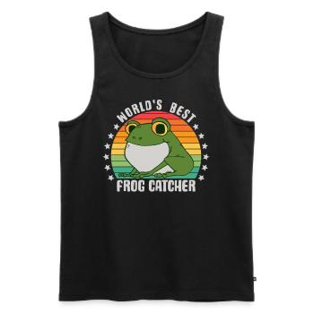 World's Best Frog Catcher Herpetology Frog Hunting - Men's Premium Organic Tank Top - black - Front - AI Model Male 178 light (178cm)