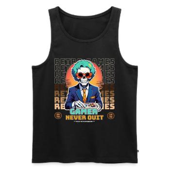 Retro Gamer Skeleton with Controller Console Games - Men's Premium Organic Tank Top - black - Front - AI Model Male 178 light (178cm)