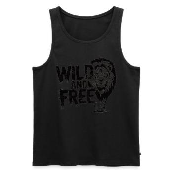 Wild and free Löwen Design - Männer Premium Bio Tank Top - Schwarz - Vorne - Michal (187cm)