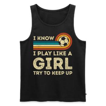 Je joue au football comme une fille rétro - Débardeur bio Premium Homme - noir - Devant - Michal (187cm)