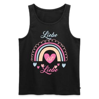Liebe ist Liebe Regenbogen Herz Vielfalt - Männer Premium Bio Tank Top - Schwarz - Vorne - Michal (187cm)