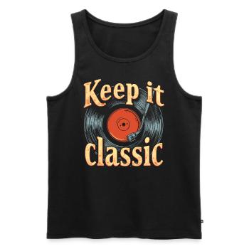 Vinyl Turntable Vinyl Vintage Retro DJ - Men's Premium Organic Tank Top - black - Front - Michal (187cm)