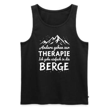 Andere gehen zur Therapie - ich gehe in die Berge - Männer Premium Bio Tank Top - Schwarz - Vorne - Michal (187cm)