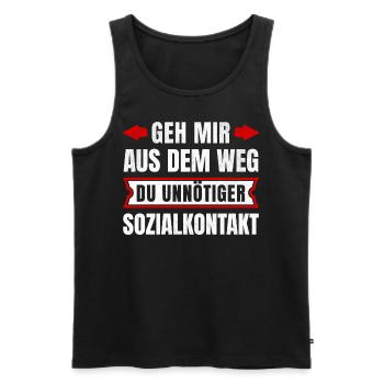 GEH MIR AUS DEM WEG DU UNNÖTIGER SOZIALKONTAKT - Männer Premium Bio Tank Top - Schwarz - Vorne - AI Model Male 178 light (178cm)