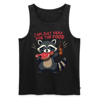 Waschbär Ich bin hier fürs Essen & Bier - Männer Premium Bio Tank Top - Schwarz - Vorne - Michal (187cm)