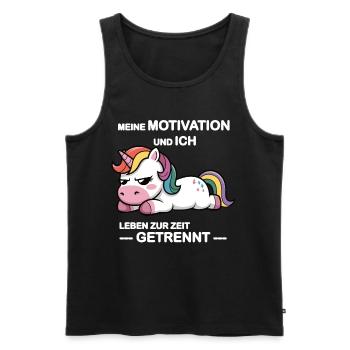 Motivation und ich sind getrennt, Lustiger Spruch - Männer Premium Bio Tank Top - Schwarz - Vorne - Michal (187cm)